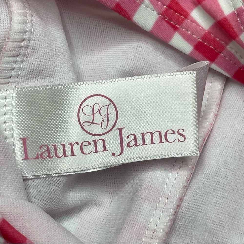 Lauren James Gingham One Piece Bandeau Swimsuit in Pink size Small - Picture 11 of 14